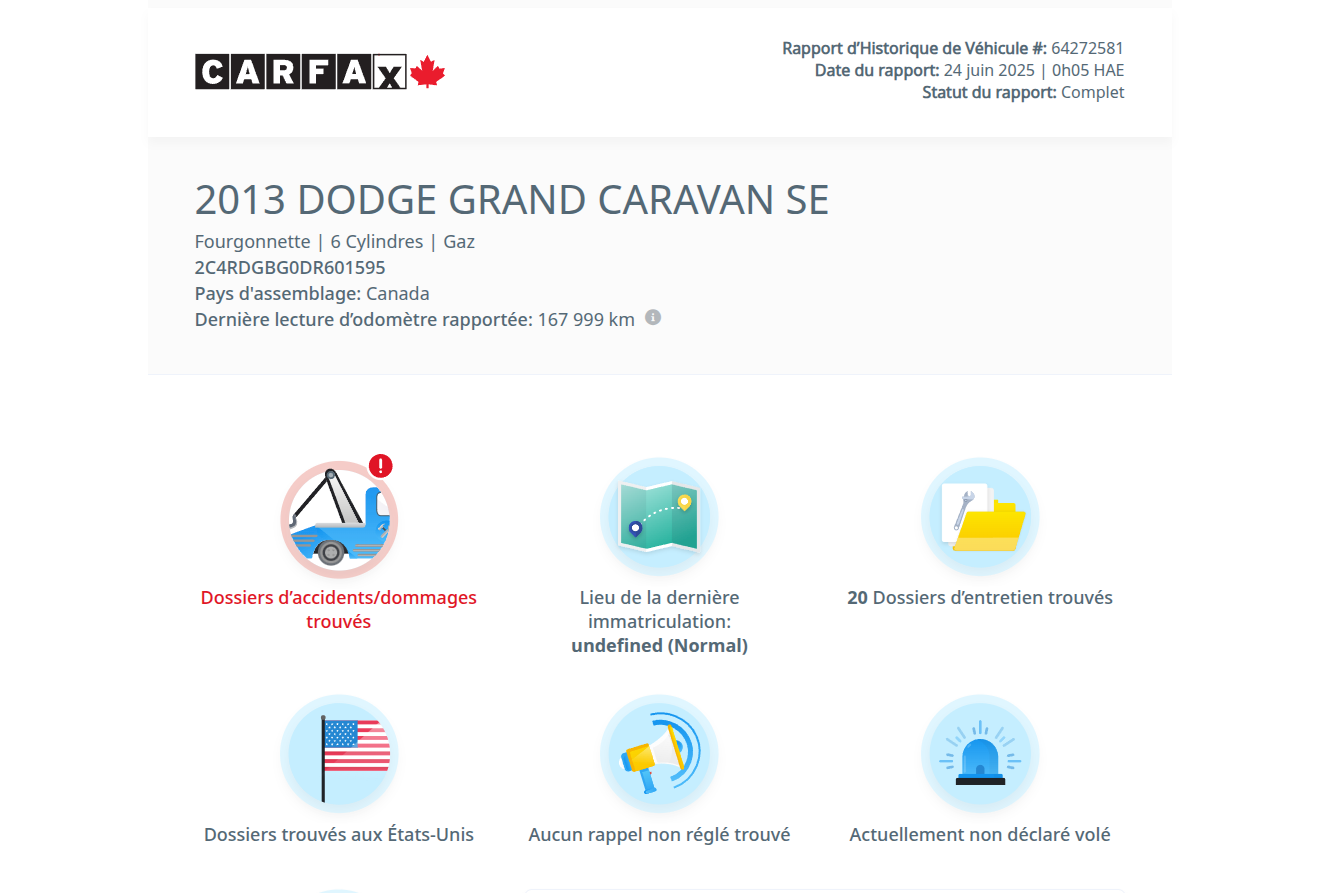 Complete CARFAX report example